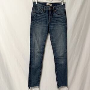 Madewell Blue 9 In Medium Wash High Rise Jeans Womens 25 Blue Raw Hem Skinny